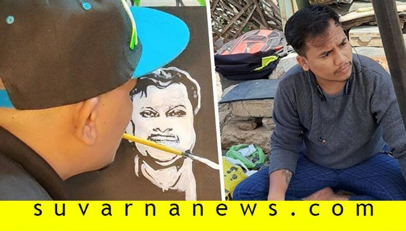 Meet Jayakumar from Davangere a Mouth Painter Who creates Covid 19 awareness