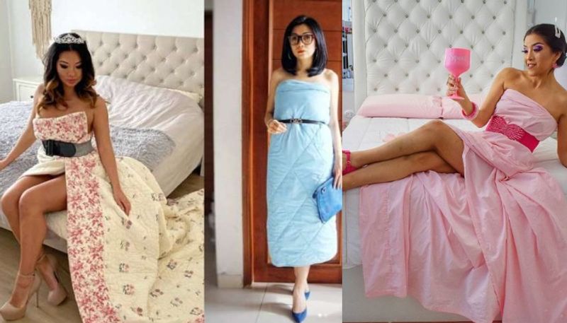 People Drape Blankets As Dresses for Blanket Challenge