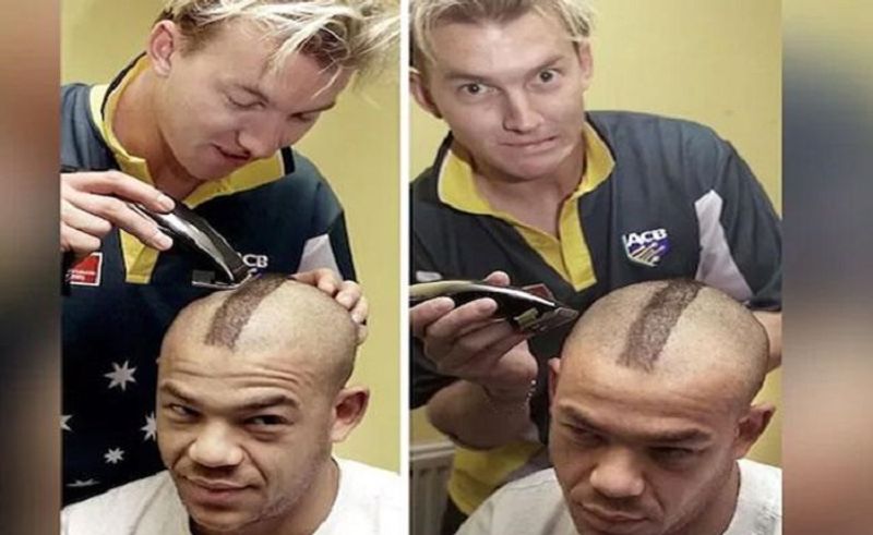 ICC shares hilarious picture of brett lee tonsuring Andrew Symonds