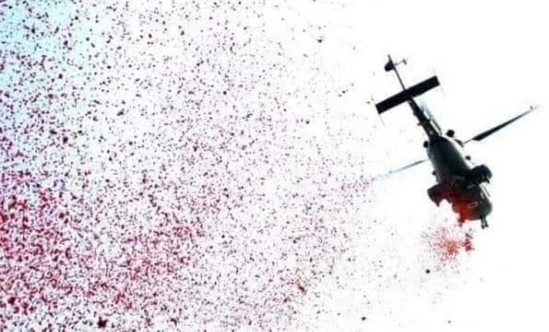 Indian army Chopper Showers Flower Petals on Gandhi Medical College