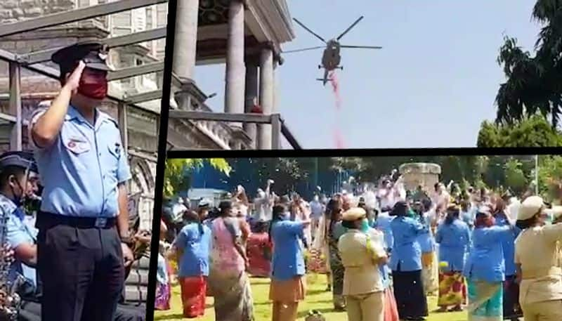 Indian Armed Forces salute to corona warriors: Air Force, Navy aircraft fly past, shower flowers in tribute