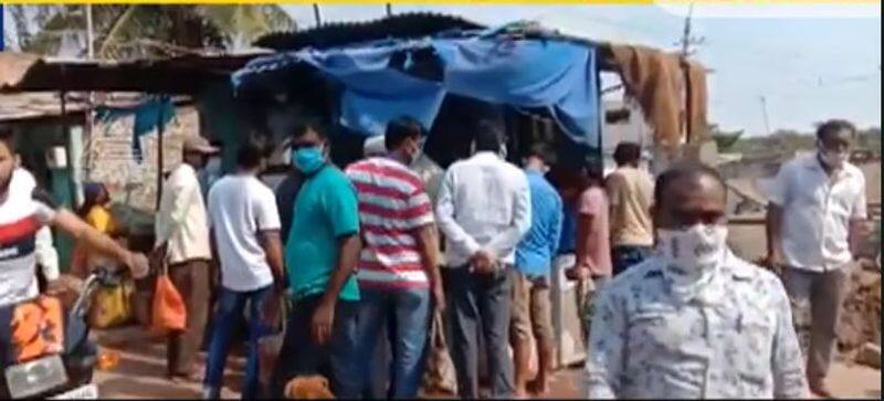 People Crowd at Meat Market in Gadag