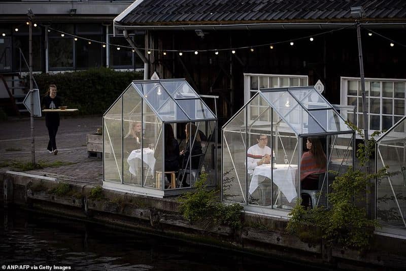 restaurant introduce quarantine greenhouse for social distance in Netherland