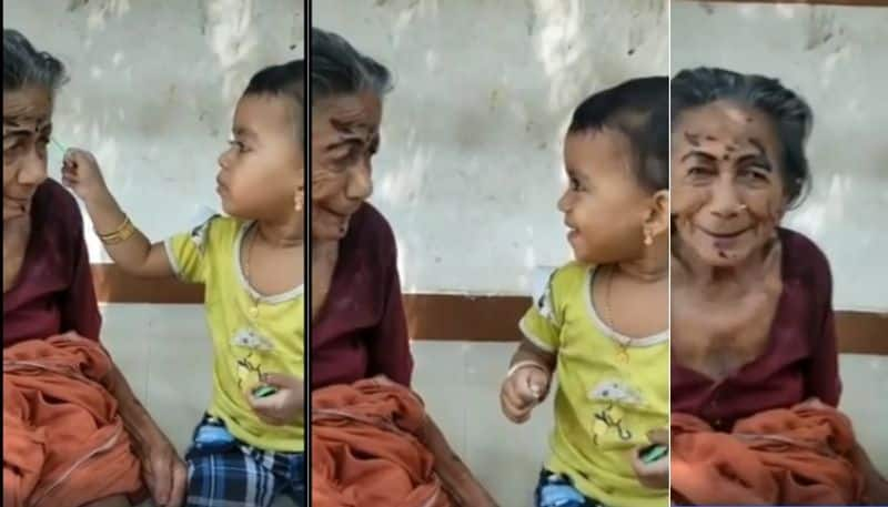 sweet video of granny and girl child