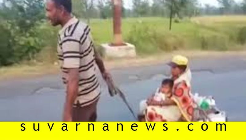 Migrant Worker Wheels Pregnant Wife Child On Makeshift Cart For 700 km