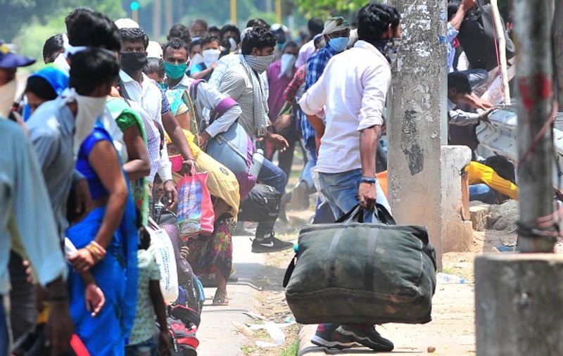 Protest Against Suspension of Labour Law in Davanagere