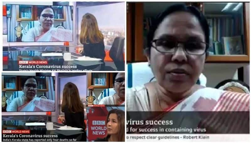 K K Shailaja Teacher takes part in BBC discussion over Kerala model in Covid 19 fight