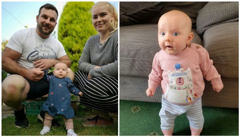 parents claims eight week old daughter learns to stand