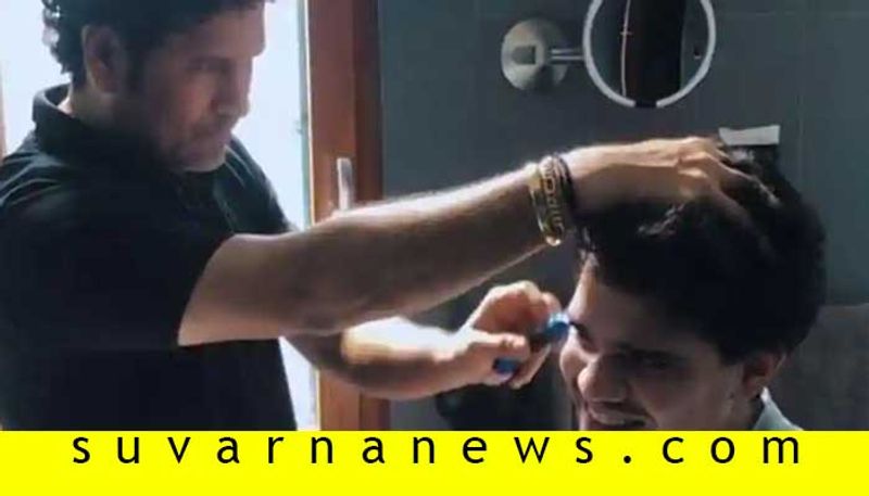 Lockdown Effect Former Cricketer Sachin Tendulkar turns barber for son Arjun