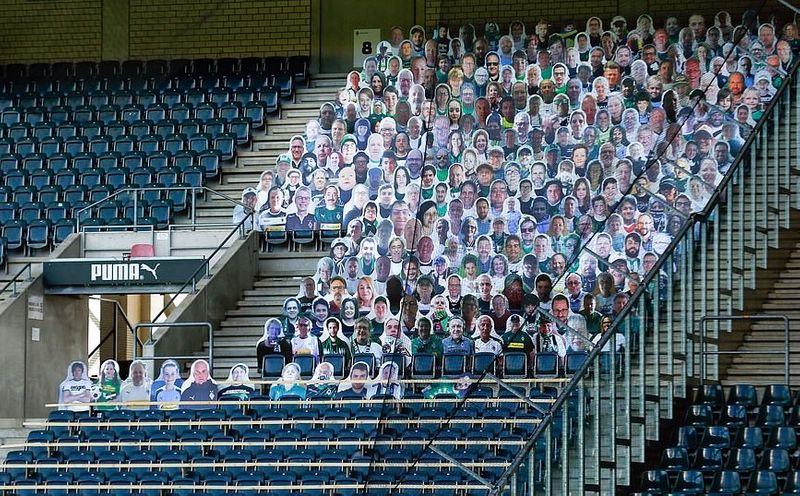 Germany started football at a fans cutout in empty stadium