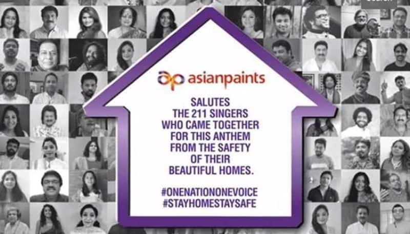 asian paints sponsors one nation one voice, dedicated to corona warriors