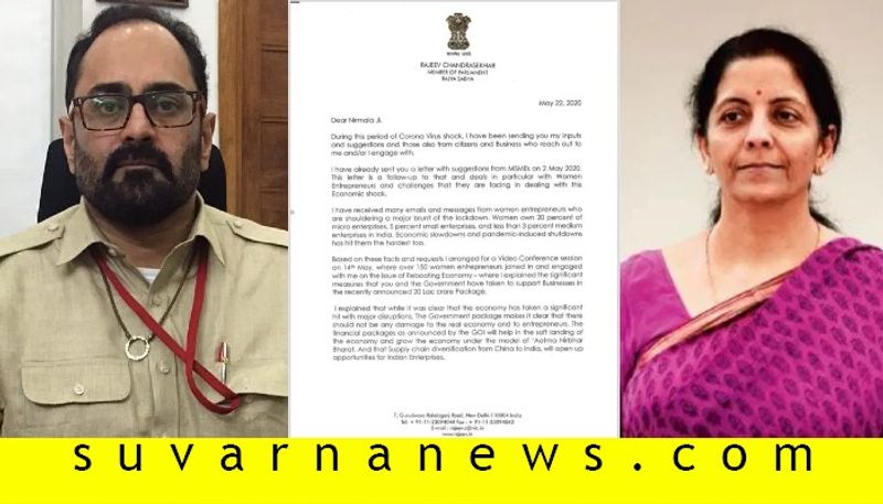 Rajeev Chandrasekhar writes to Nirmala Sitharaman about improving lives of women entrepreneurs