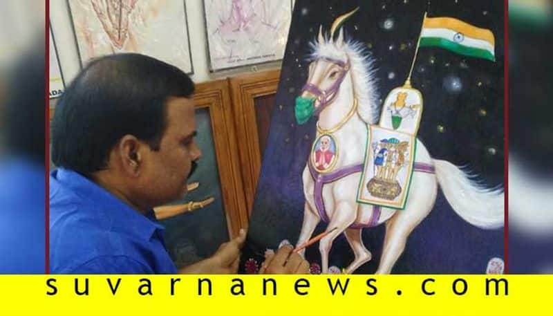 Teacher Paint About Fight With Coronavius in Jamakhandi in Bagalkot