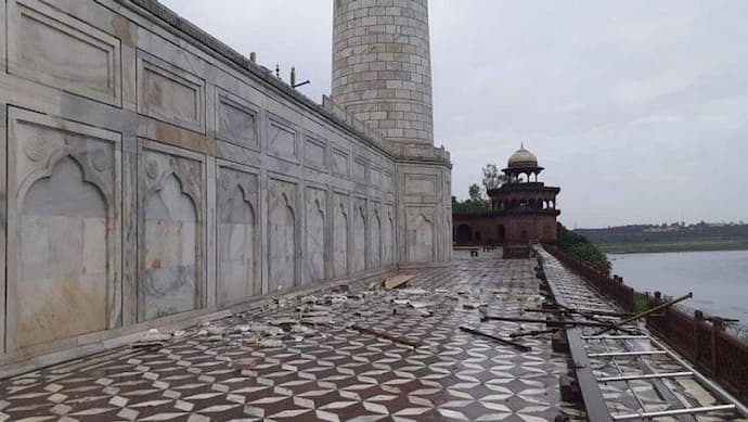 ঝড়বৃষ্টিতে ঠিক কতটা ক্ষতি হল তাজমহলের, ইতিমধ্যেই শুরু হয়েছে উদ্ধার কাজ