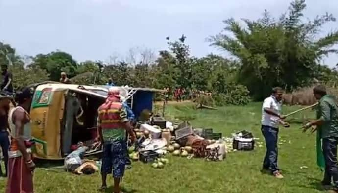 লকডাউনেও তোলা আদায়ের অভিযোগ,পুলিশের তাড়া খেয়ে ওল্টালো গাড়ি