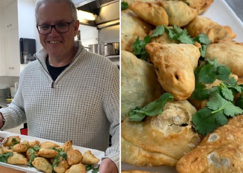 Australia prime minister Scott Morrison prepare samosa mango chutney for PM modi