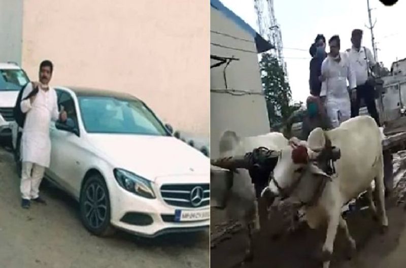 Industrial president use bullock cart instead of bmw car to reach office madhya pradesh