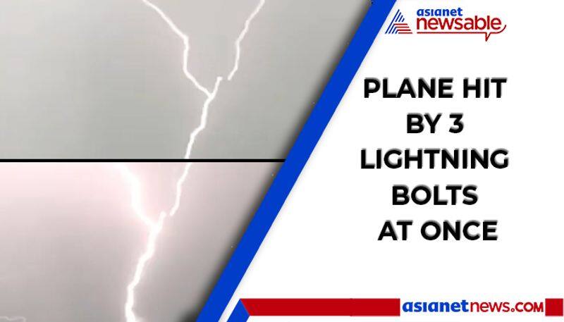 Viral video: Plane hit by 3 lightning bolts at once