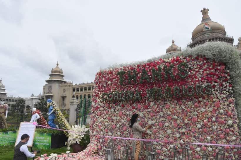 Stage set for Lalbagh flower show; over 7 lakh flowers used for replica of Vidhan Soudha