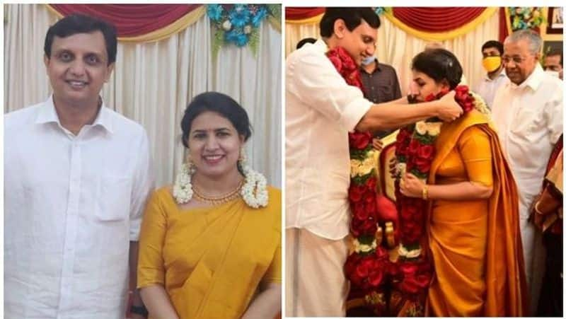 Kerala chief minister Pinarayi Vijayans daughter Veena marries DYFI president Muhammad Riyas