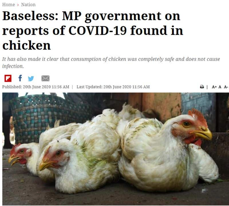 Message circulating as covid 19 found in chicken in Madhya Pradesh here is facts