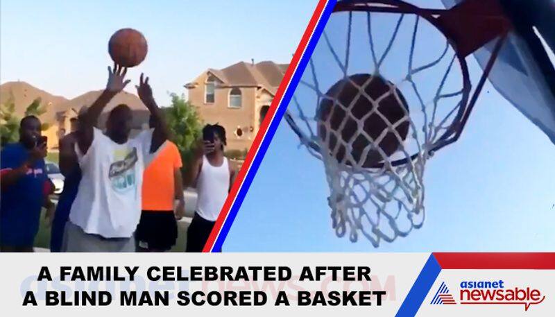 Viral video: Blind man scores basket in first attempt; family celebrates