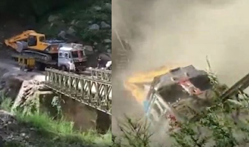 Bridge near Indo China border Uttarakhand suddenly collapsed when  truck tried to cross it