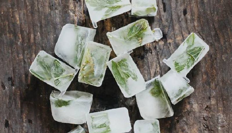 beauty tips with mint ice cubes