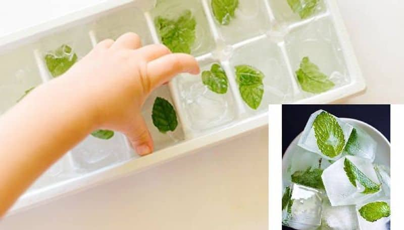 beauty tips with mint ice cubes