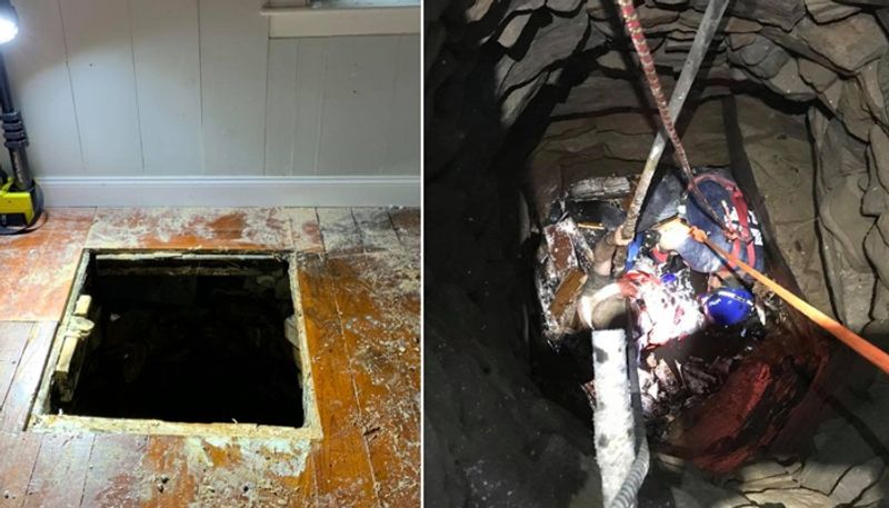 firefighters rescue a man who fell down into 30 feet well from inside a home