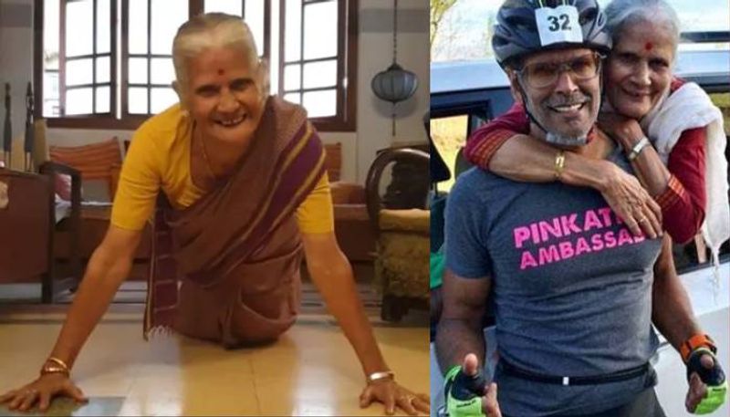 Milind Soman s Mom Usha Soman s Push Up video