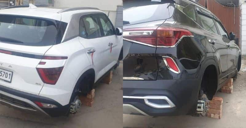 Alloy wheels of all new Hyundai Creta and Kia Seltos stolen by thieves