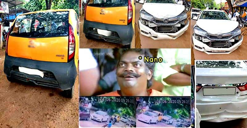 Tata Nano And Honda City Accident Viral