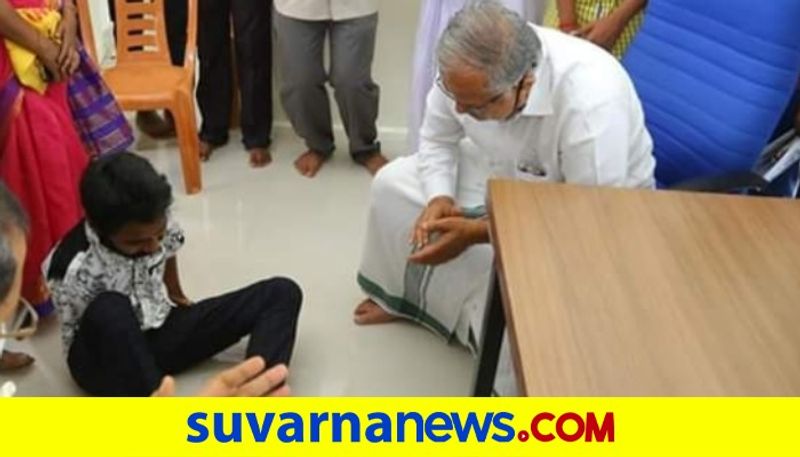 Physically challenged boy writes ministers name in leg