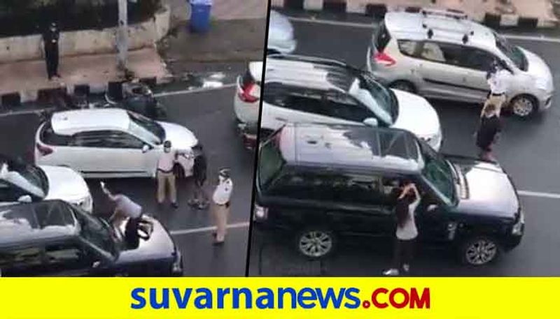 Couple s fight bring traffic to a halt on Peddar Road Mumbai