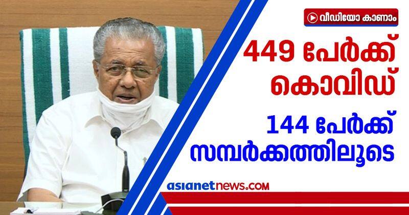 449 confirmed with covid in kerala 144 by contact