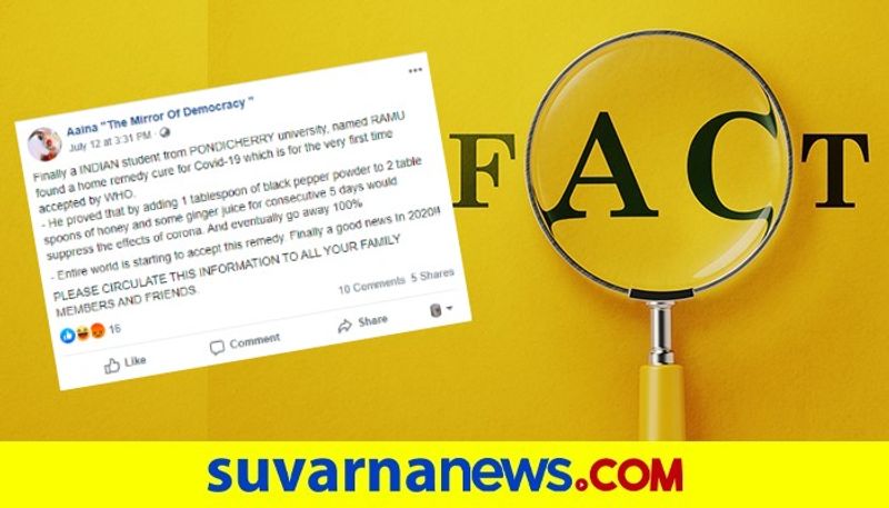 Fact Check Age Old Home Remedy Peddled As Coronavirus Cure Found By Indian Student