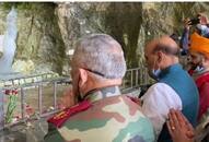 Defence minister Rajnath Singh offers prayers at Amarnath cave shrine