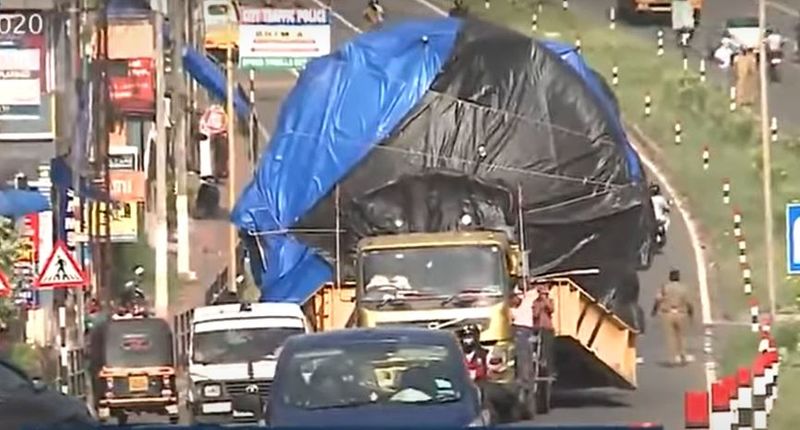 74 wheel 70 ton weight truck took 1 year to reach Kerala from Maharashtra