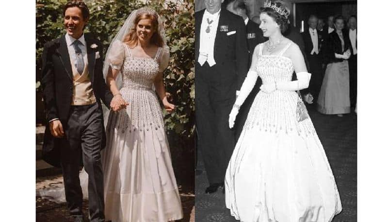 princess beatrice wore wedding gown and tiara for queen elizabeth