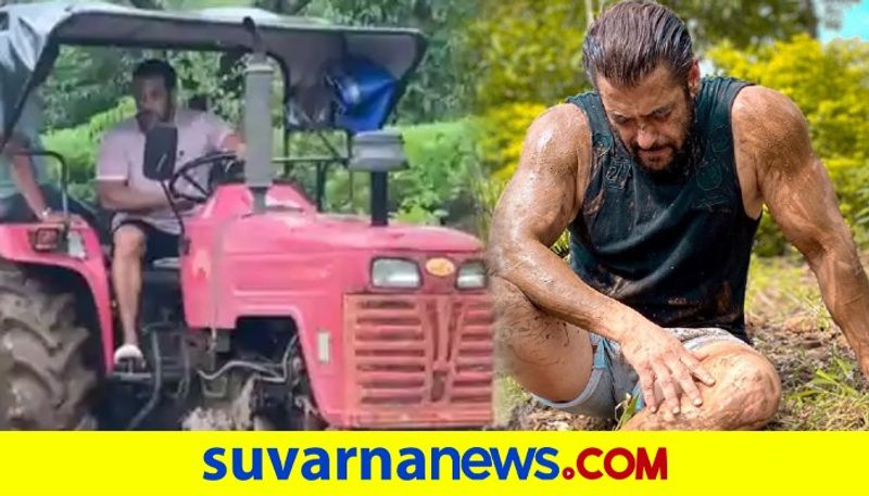 Bollywood salman khan shares ploughing the land on a tractor video