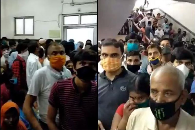 fact Check of Bengaluru Victoria Hospital shows a huge crowd of patients in a small space outside an OPD