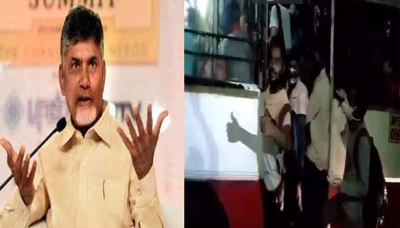 chandrababu serious on corona patients overcrowd in to rtc  bus  in vizag