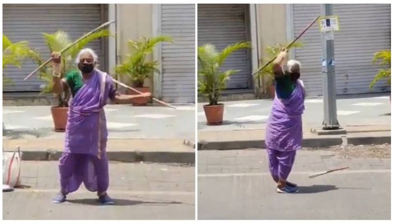 85 year old woman who doing stunts on the road