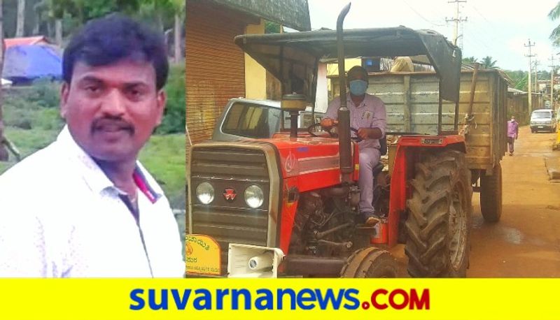 PDO drives tractor to collect waste in Siddapur