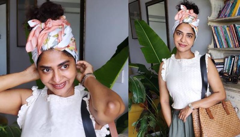 poornima indrajith stylish look in headscarves