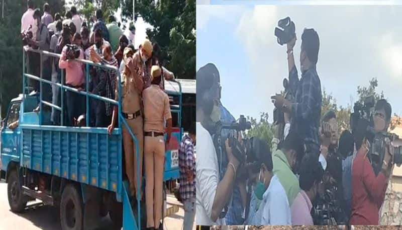 No social distancing... journalists covering demolition of old secretariat buildings of Telangana