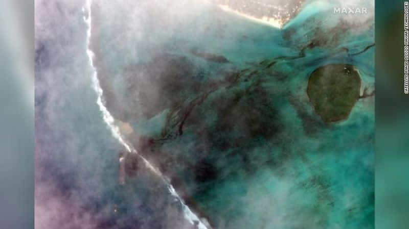 A stricken ship is leaking tonnes of fuel into the pristine lagoons of the Indian Ocean