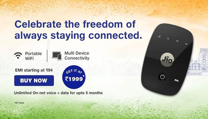 Jio Offers 5 Months of Free Data, Calls With JioFi For Independence Day