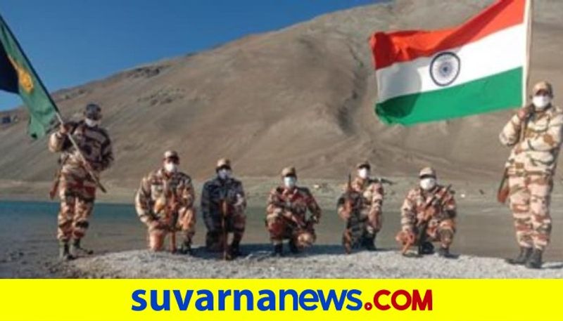 Carrying tricolour chanting Bharat Mata ki Jai ITBP jawans celebrate I Day at 14000 feet in Ladakh